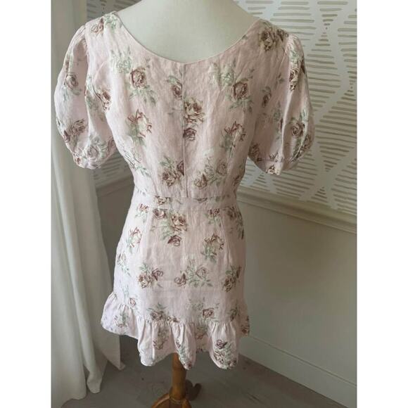 LoveShackFancy Women’s Small Linen Pink Canopy Lena Bow Reversible Dress - Picture 5 of 7